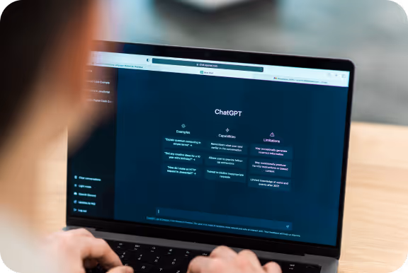An AI chat tool open on a laptop