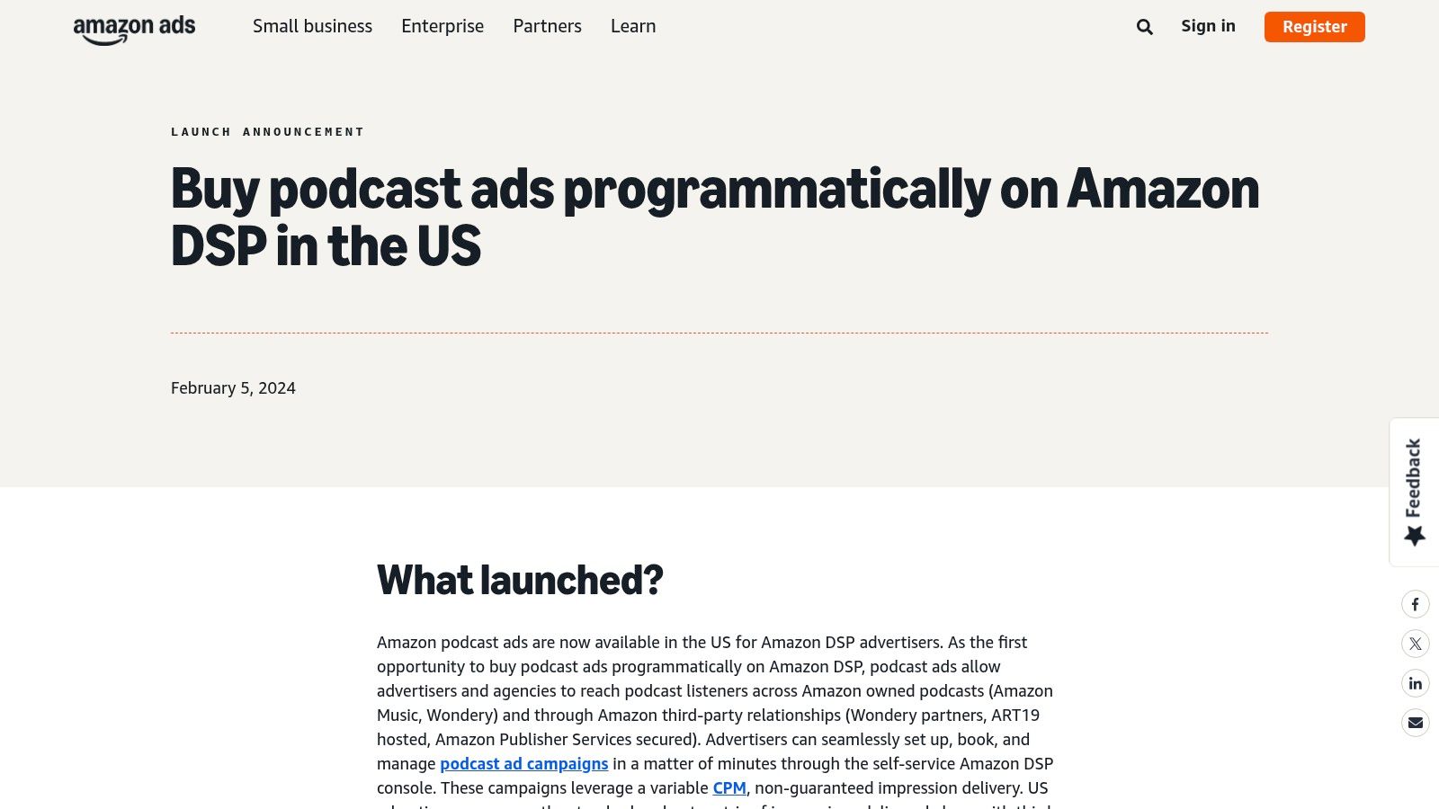 Amazon Ads — Podcast Ads via Amazon DSP (Wondery/Amazon Music, ART19)