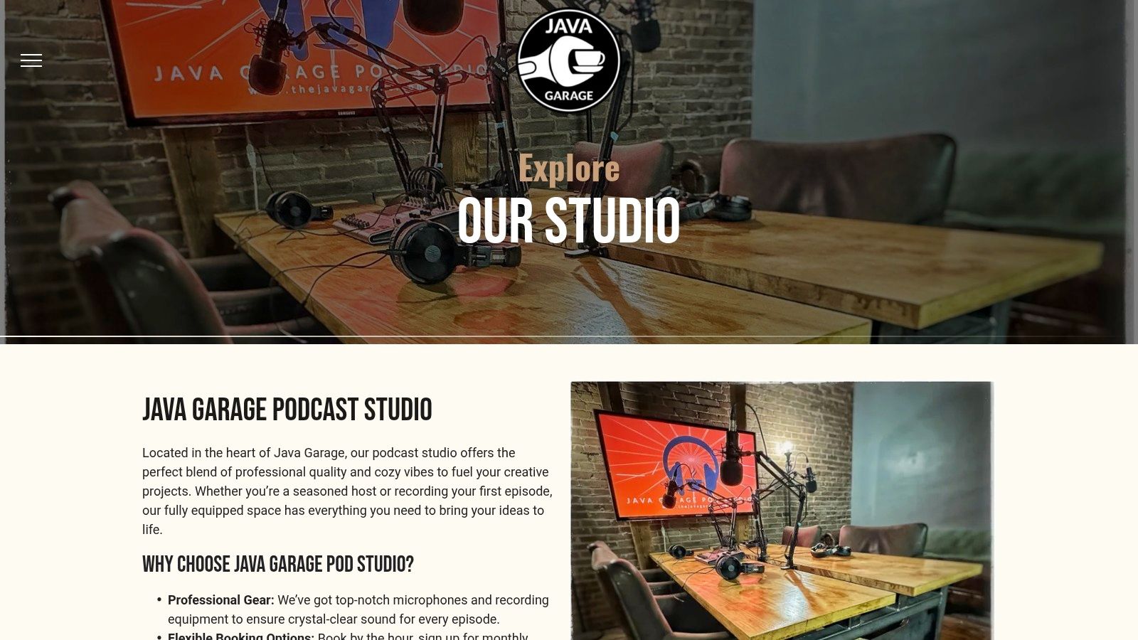 Java Garage Podcast Studio