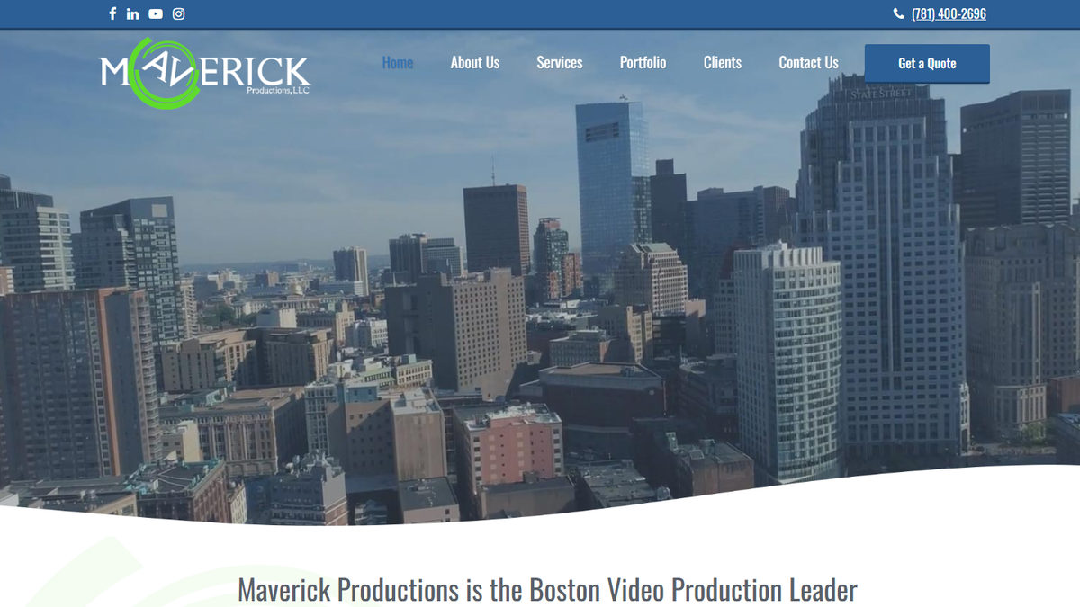 Maverick Productions homepage screenshot