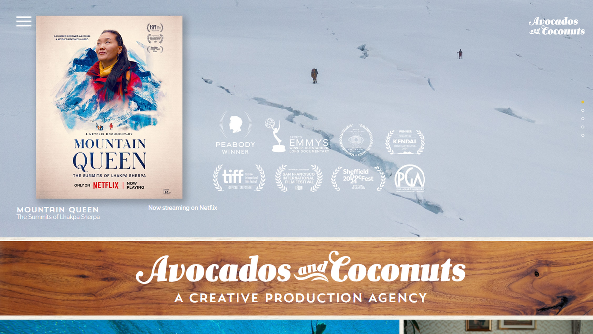 Avocados and Coconuts homepage screenshot