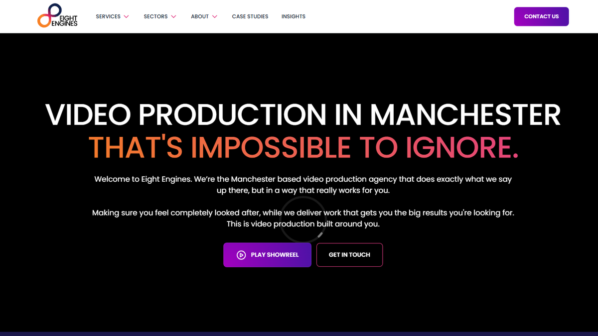 Eight Engines homepage screenshot