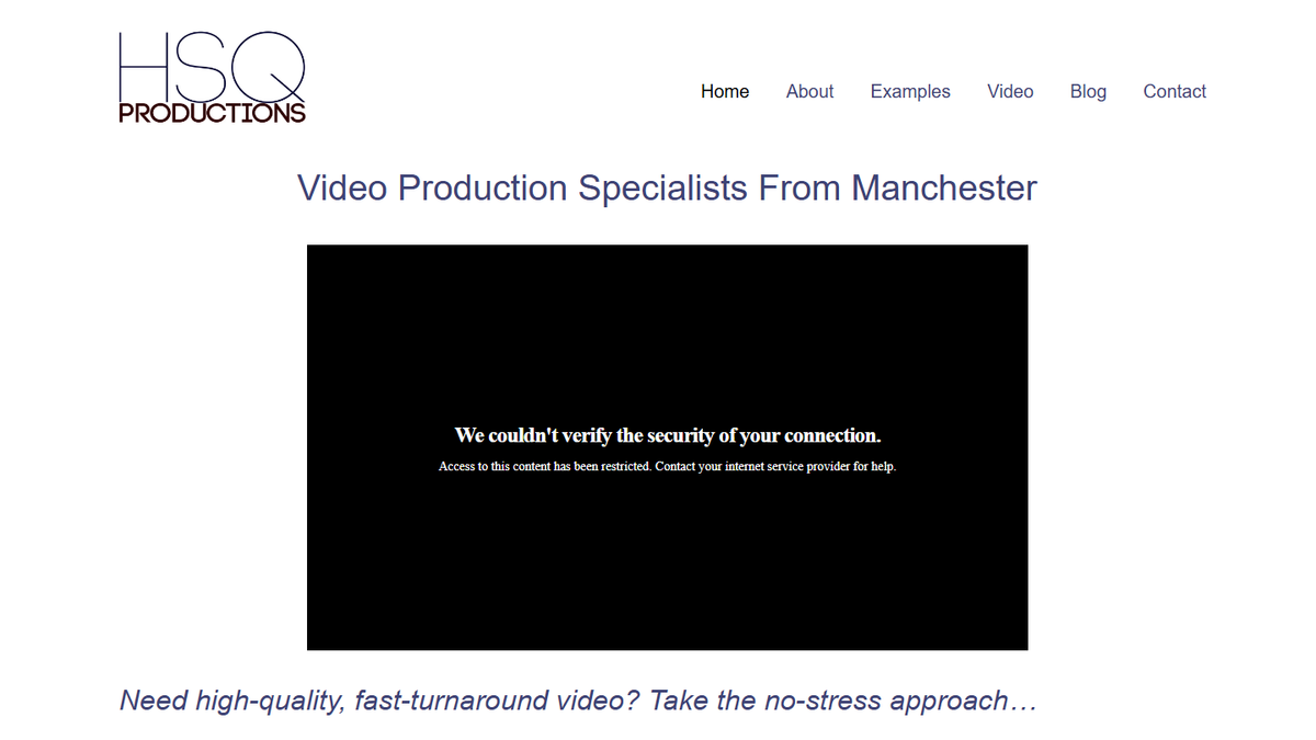 HSQ Productions homepage screenshot