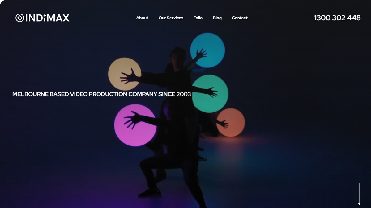 Indimax Productions homepage screenshot