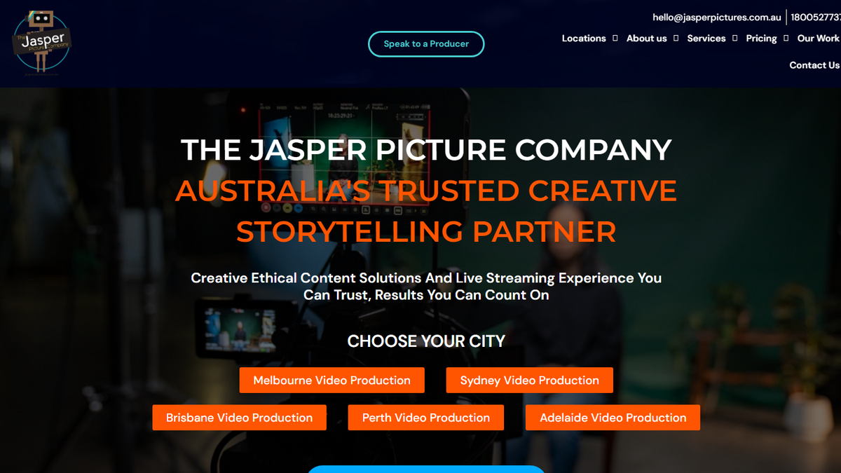 The Jasper Picture Company homepage screenshot
