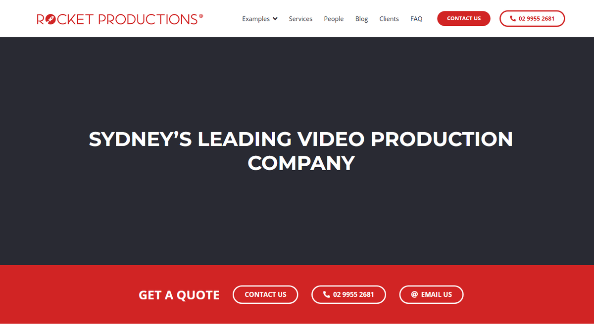 Rocket Productions homepage screenshot