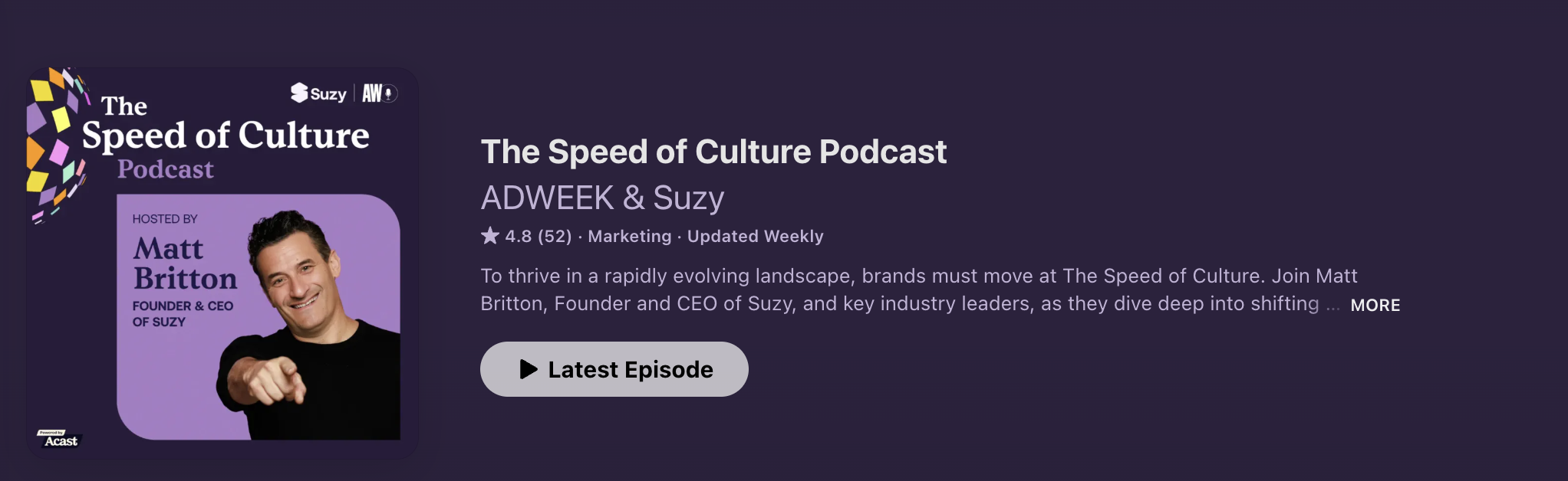 The Speed of Culture Podcast on Apple Podcasts, rated 4.8 from 52 reviews
