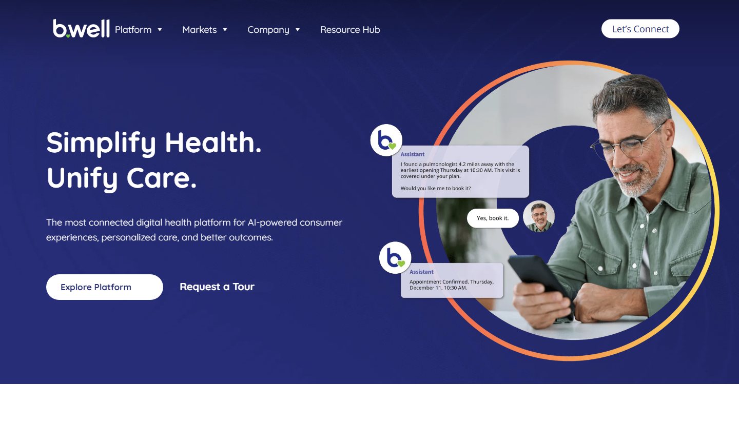 b.well Connected Health homepage