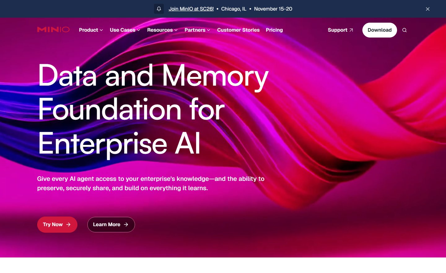 MinIO homepage