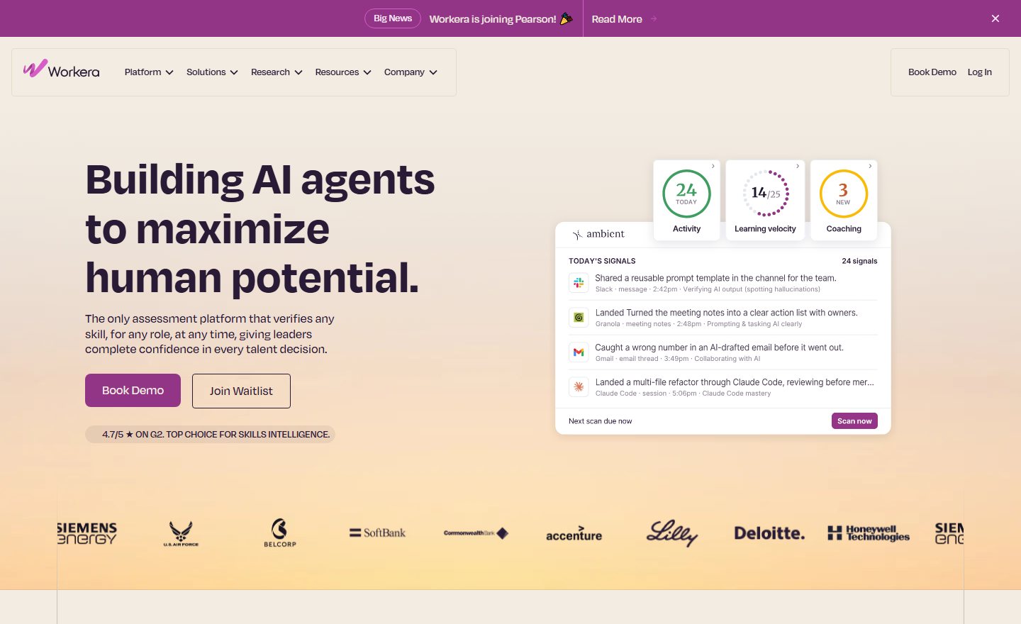 Workera homepage